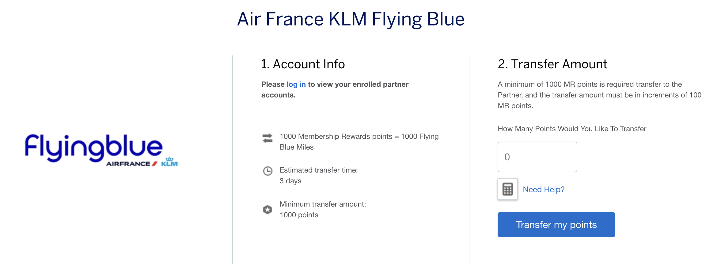 Transfer points from Amex to Air France