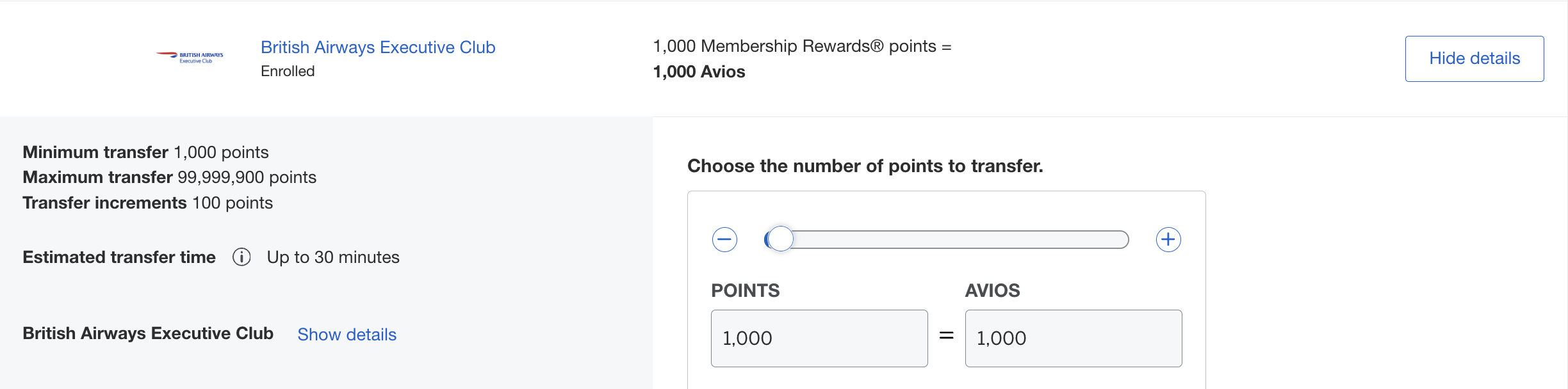 Transfer Amex Canada to Avios