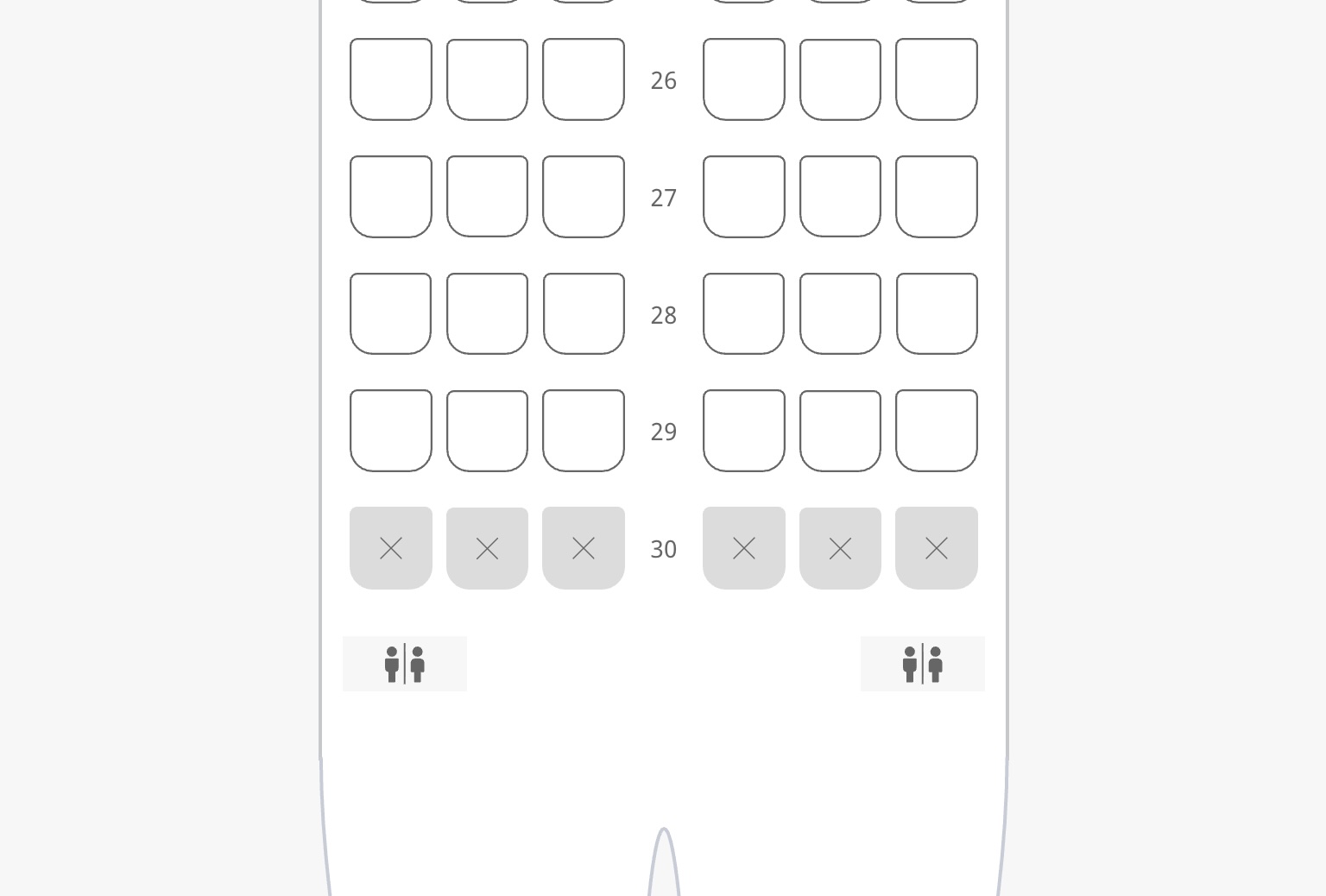 WestJet 30 Rows Seat Map